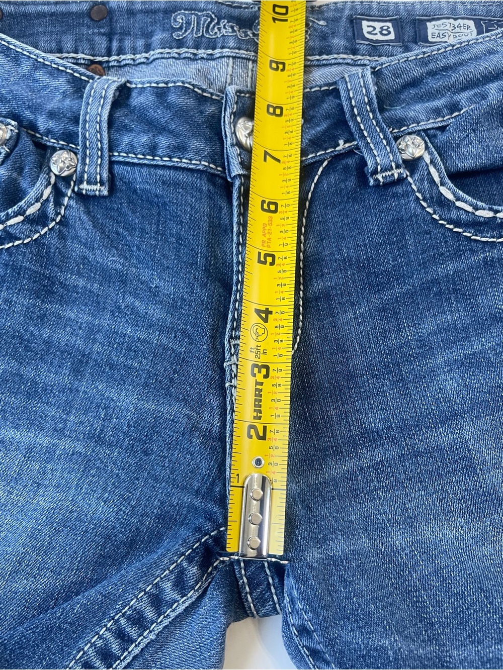 MISS ME Easy Boot Low Rise Jeans Women's Size 28 Blue Y2K Bling - Picture 8 of 9